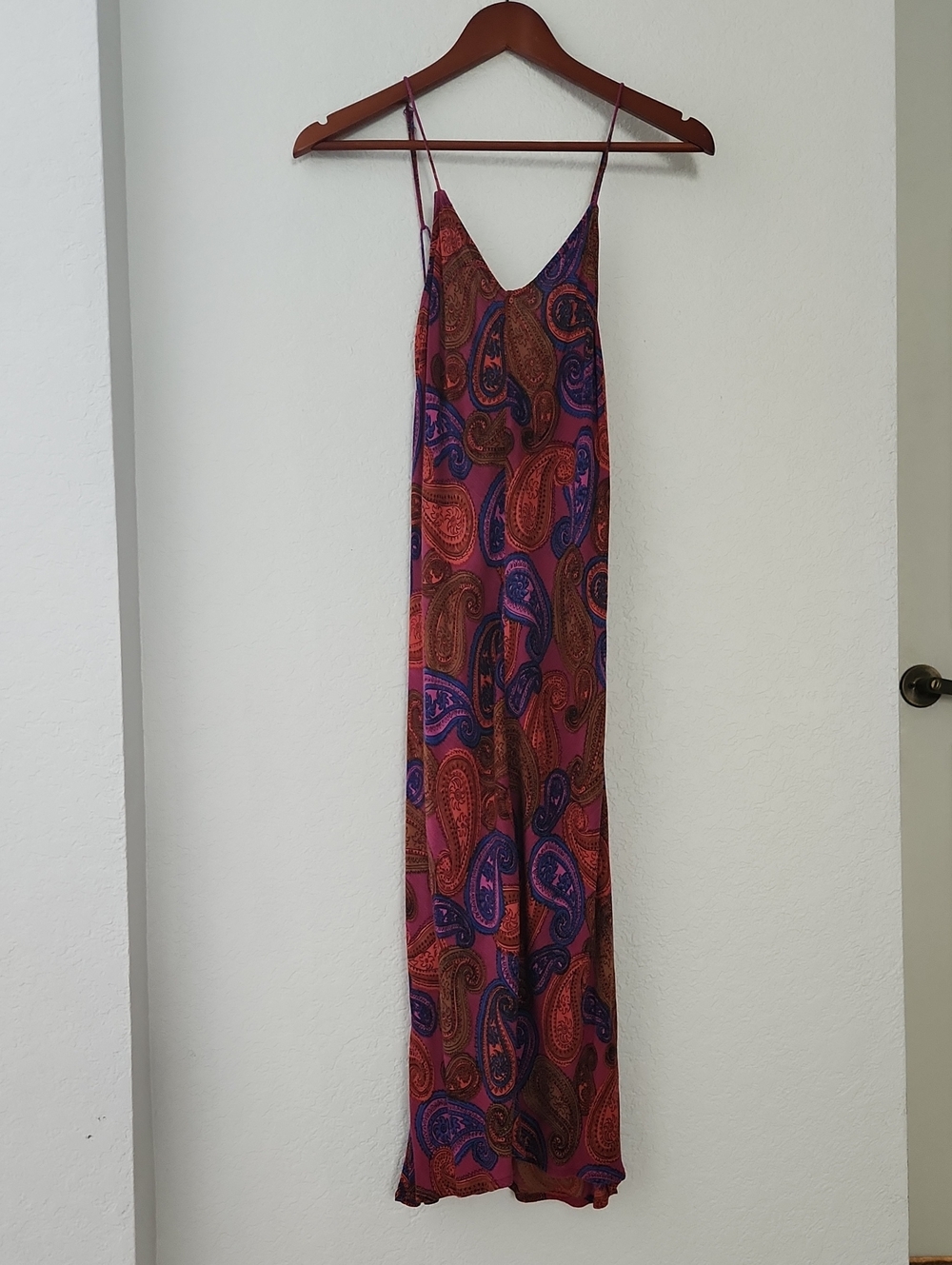 Volcom Paisley Slip Midi Summer  Dress in Red & Purple